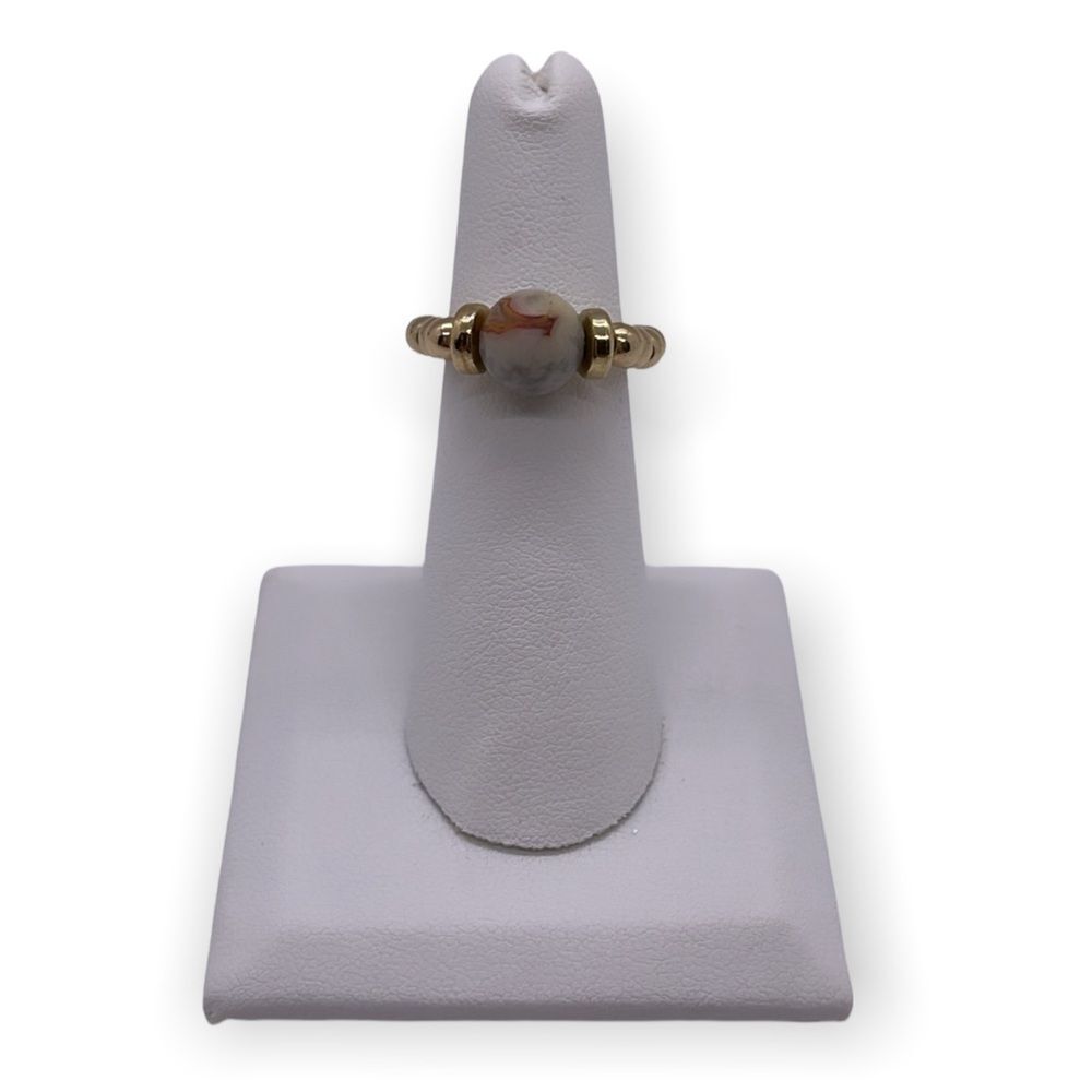 NWT Wool + Pepper Co. Agate + Gold Beaded Ring